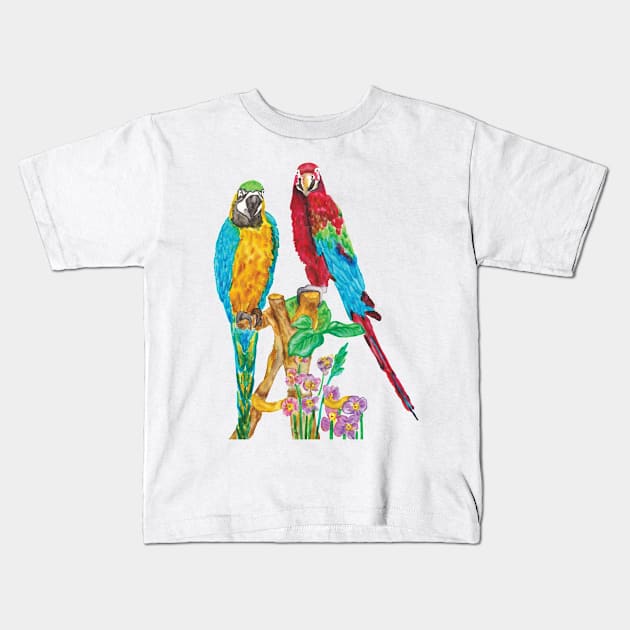 Parrots Kids T-Shirt by nastiaart